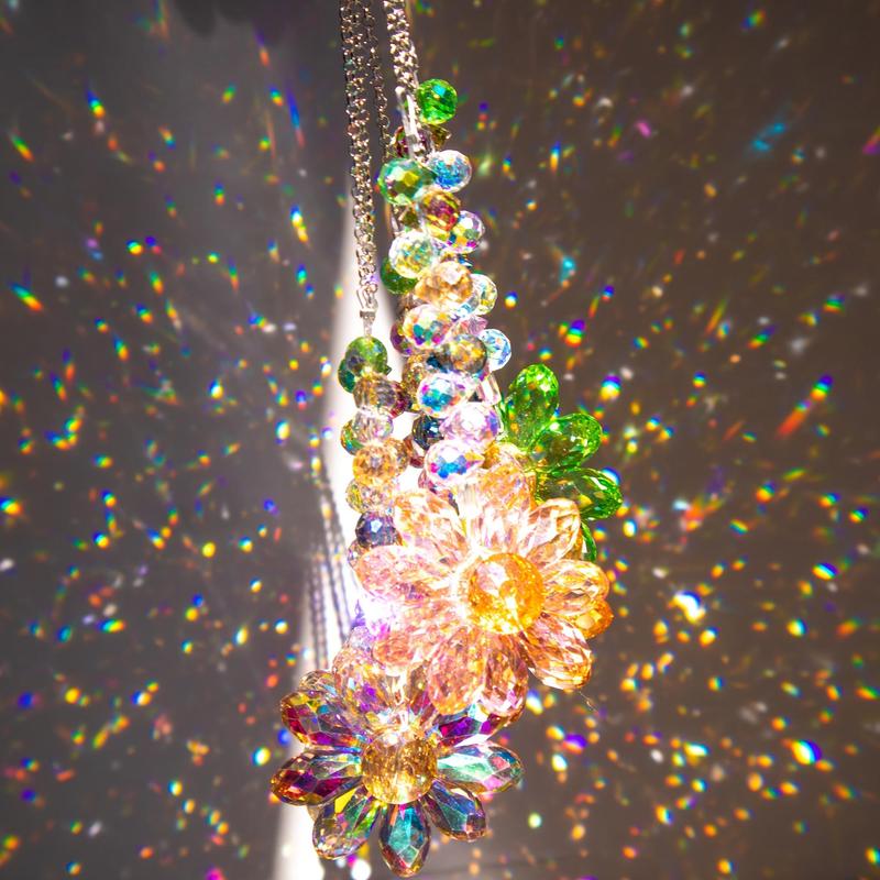 Crystal Sunflower Design Sun Catcher, 1/6 Counts Hanging Ornament, Rainbow Maker Sun Catcher, Indoor Window Outdoor Patio Garden Decor, Gift Ideas 6