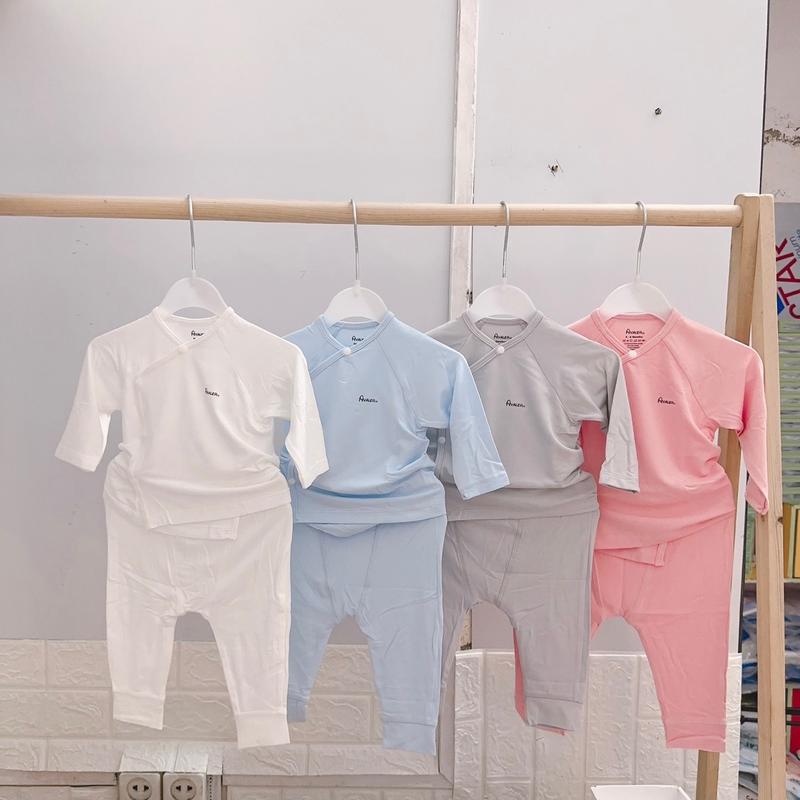Bộ sơ sinh avaler vải sợi tre mềm mát cho bé trai bé gái sz newborn và 3-6m áo dài quần dài