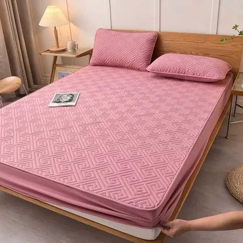 Bộ ga gối lụa trần bông 3 món chất liệu phi lụa trần bông thoáng khí dùng quanh năm,(nệm từ dưới 15cm bọc vừa) 2