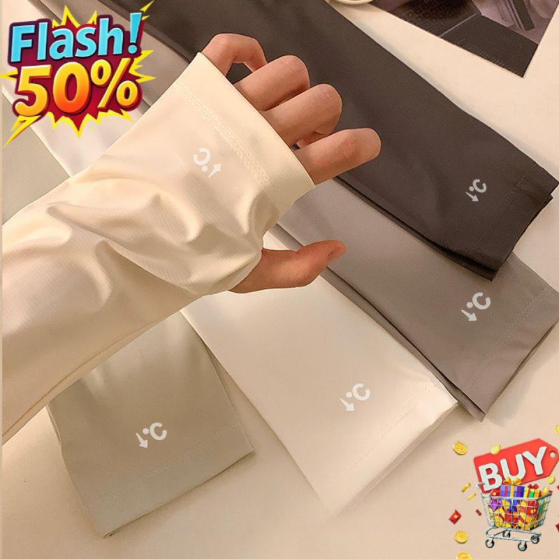 Tay Áo Chống Nắng Cho Nữ, Chất Liệu Lụa Lạnh Ưa Nhìn, Chống Tia UV Mùa Hè, Tay Áo Rộng Và Mở Rộng, Tay Áo Ngoài Trời, Phong Cách Hàn Quốc, Cảm Giác Ngầu Tươi Mới, Làm Mát, Unisex, Có Sẵn Trong Hàng Từ Năm 2025 1