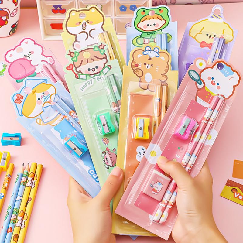 Product Introduction of TOPER Alat Tulis Set 5in1 Stationery Sekolah Pensil Penggaris Rautan Penghapus Karakter Lucu Full Color Berwarna Estetik Aesthetic 0