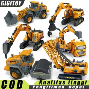 PIKYO Mainan Kendaraan Teknik Excavator & Mobil Mini Pengangkut Derek Ekskavator Buldoser Skala 1:55 Plastik ABS Berkualitas Tinggi COD Kualitas Tinggi Pengiriman Cepat