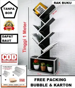 Rak Buku Dinding Gantung Lantai 1 meter 10cm