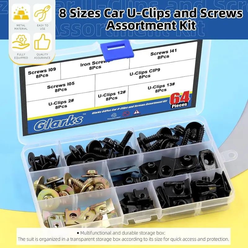 72Pcs 9 Sizes Screw Bolt Nut Retainer Car Engine Under Cover Splash Shield Guard Body Bolts Bumper Fender Liner Push Retainer Fastener Rivet Clips Assortment Kit 2