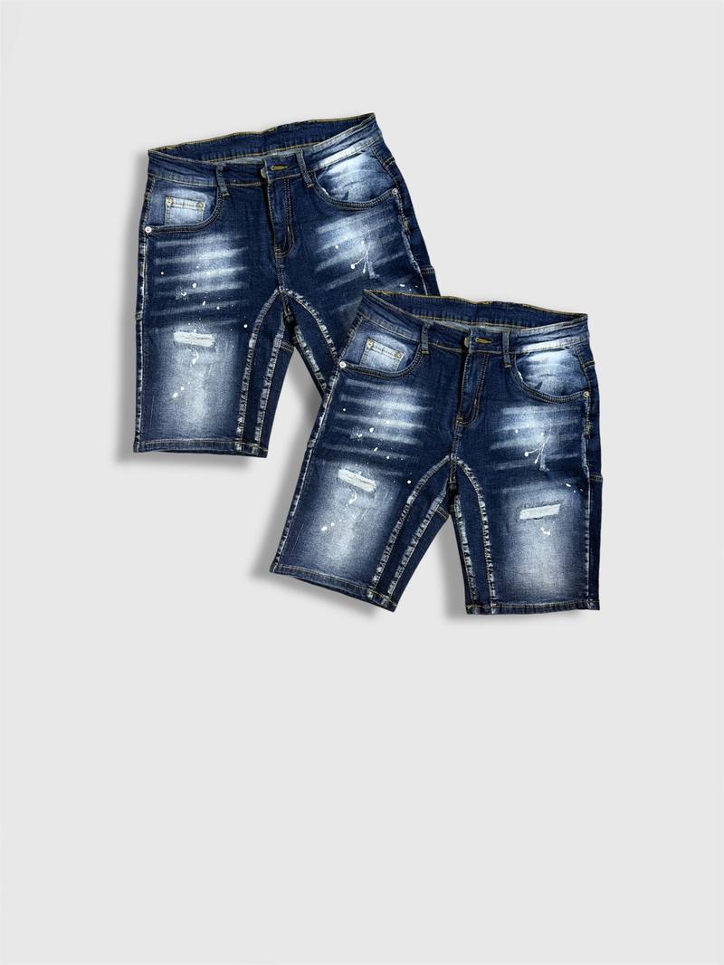 Product Introduction of Shopvietanhq9 - Quần Jeans Short Xanh Đậm nam 2 đáy (534) big size quần Super vẩy sơn, rách, vải giãn, quần ds khuyết tật Hót new Men - 3.3 Menswear 27