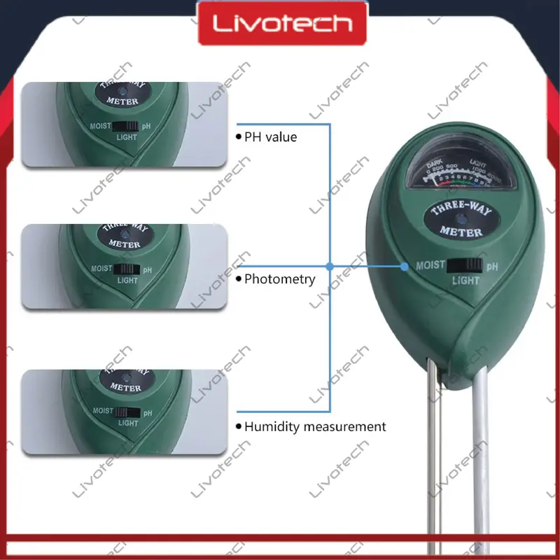3in1 Soil Tester PH+Moisture+Light Meter Analyser Tipe : Bundar 1