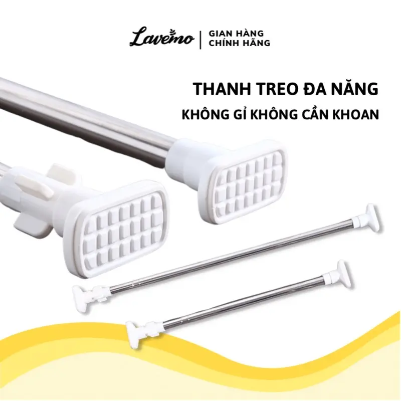 Thanh Treo Đa Năng LAVEMO Thanh Treo Quần Áo Không Khoan Tường Bắt Vít Chất Liệu Inox Chắc Chắn Độ Bền Cao TT01