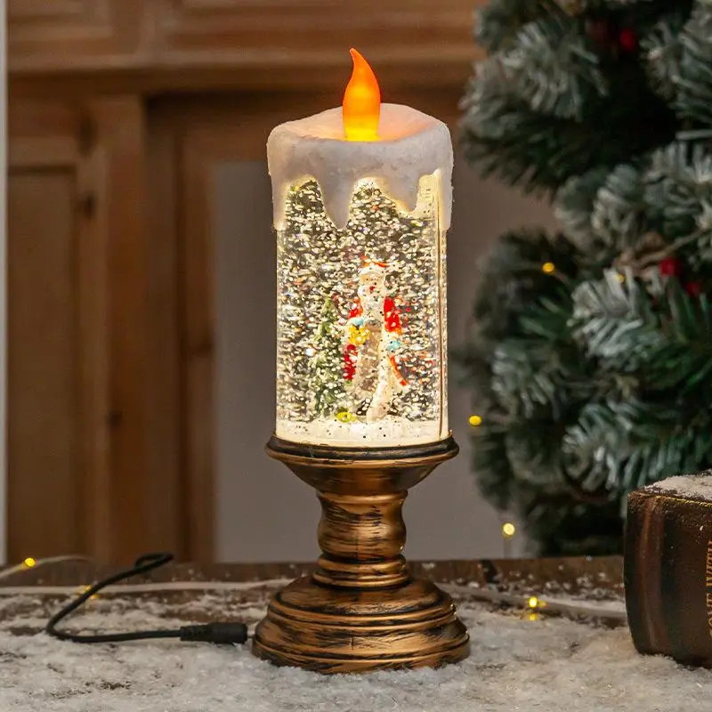 Candles Design LED Candle Light, 1 Count Battery Powered Flickering Flameless Candle Light, Glittering Spinning Candle Light for Christmas Decorations, the Range LED Candle 3