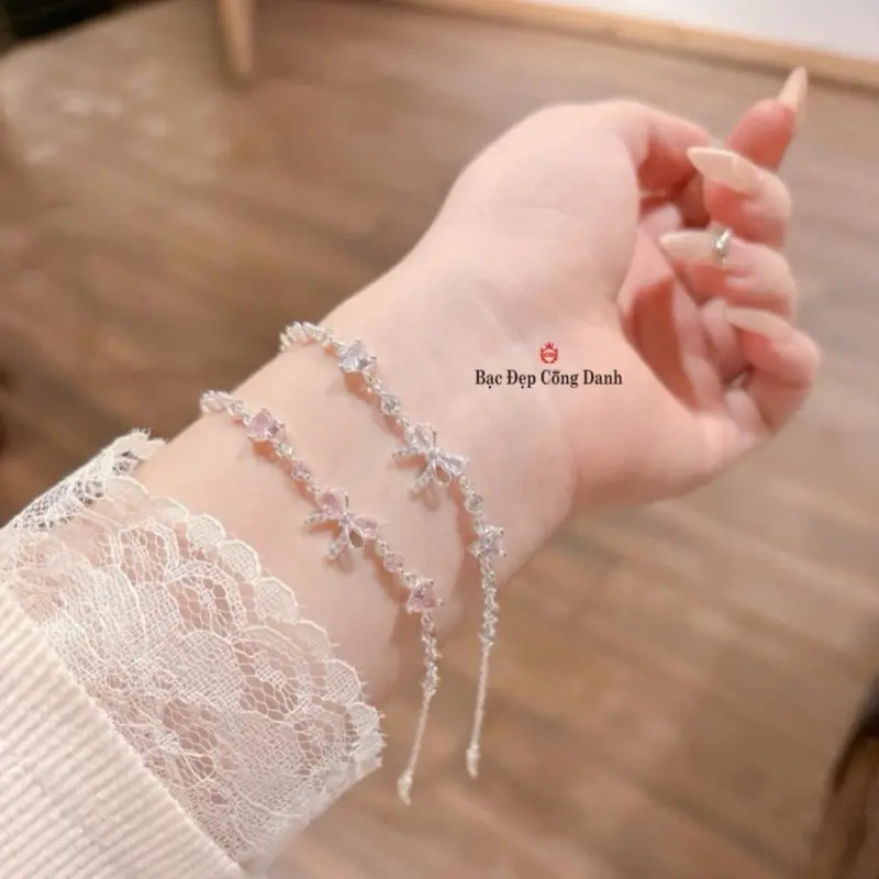 Lắc tay nơ bạc ta cho nữ - được kèm nước rửa bạc