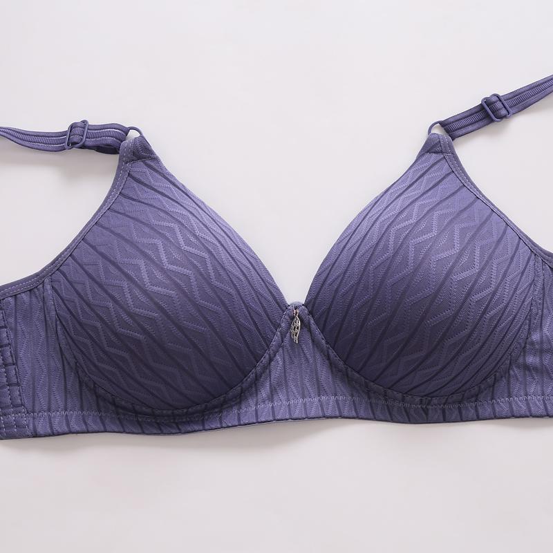 Bra Wanita Push Up With Ukuran Big Size Motif Garis Zig Zag Tanpa Kawat Bahan Elastis 3/4 Coverage Lembut Bh Busa Tipis 160 5