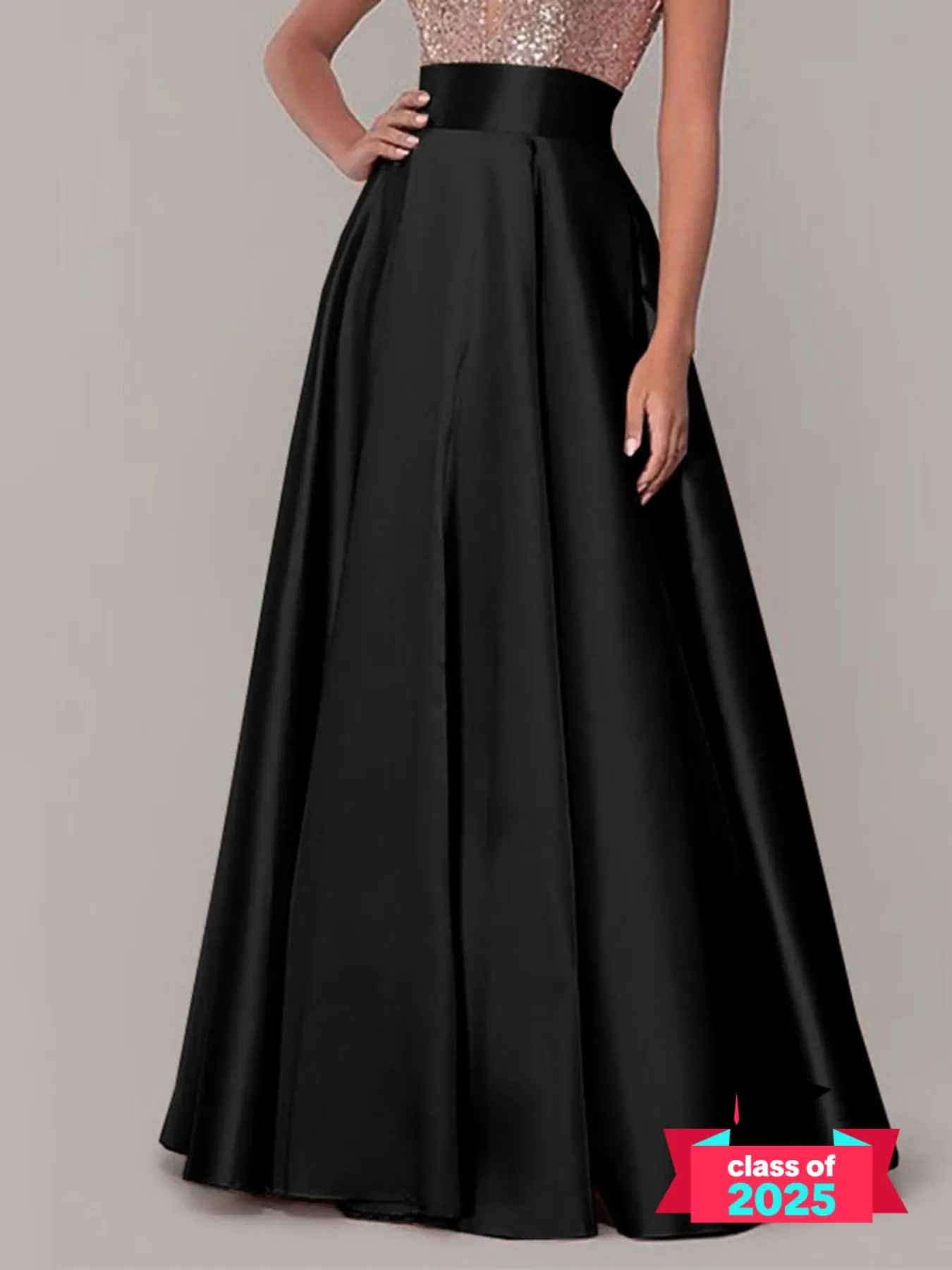 Women's Solid Satin High Waist Flare Skirt, Elegant Fashion A Line Maxi Skirt for Party Dating Wear, Ladies Bottoms for All Seasons