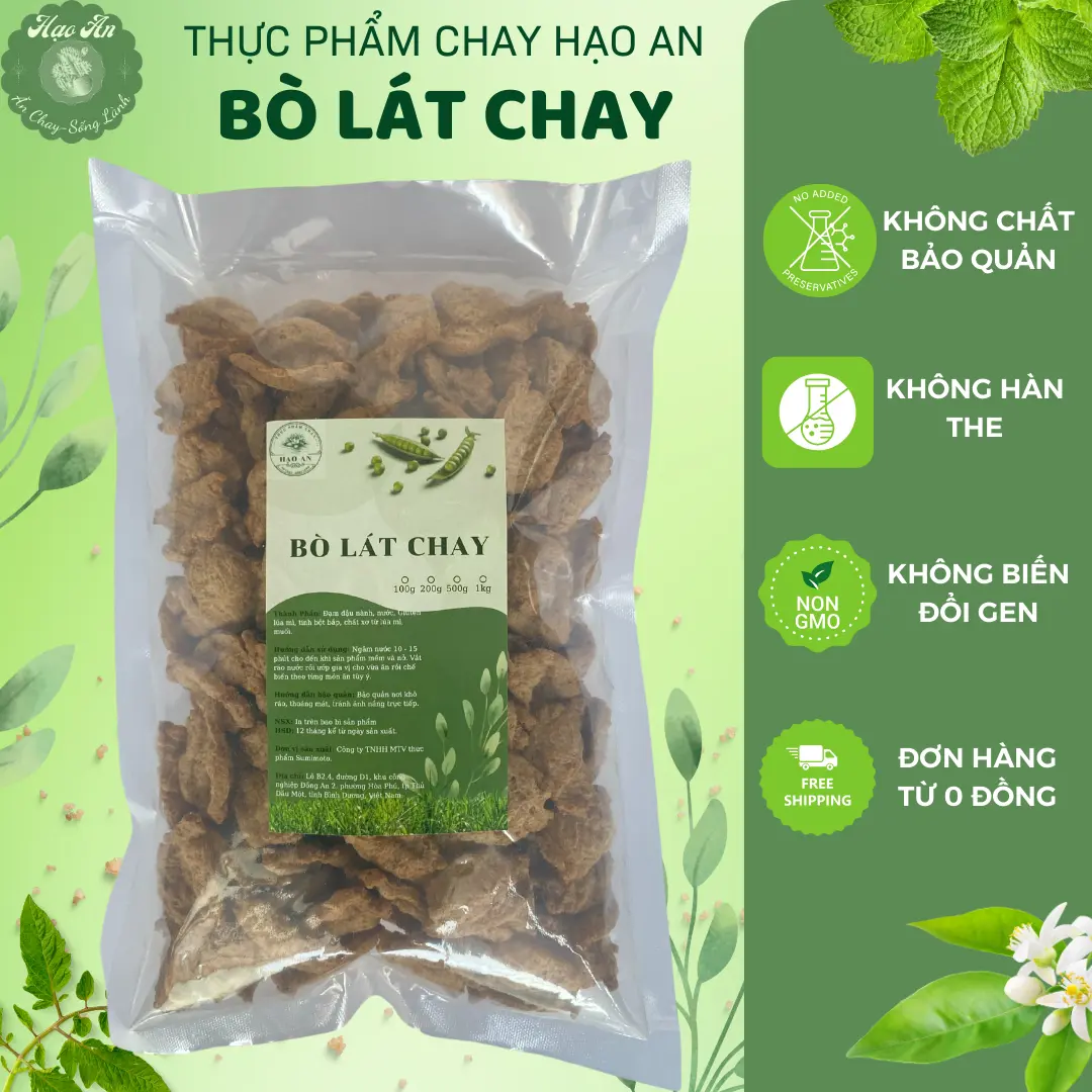 Bò Lát Chay 500g 200g 100g, Bò chay chế biến món chay đa dạng, bò chay sấy khô - Thực Phẩm Chay Hạo An
