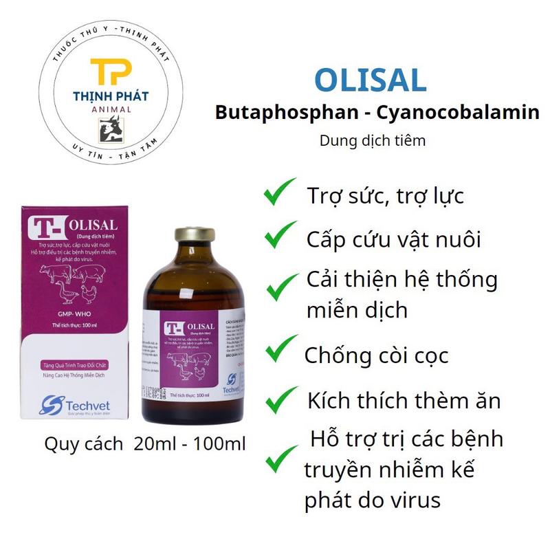 Olisal - Trợ sức, Trợ Lực (Techvet) - Câp cưu vật nuôi,  Hỗ trợ trị các bệnh truyền nhiễm kế phát do virus, chống còi cọc, kích thích thèm ăn, Cải thiện hệ thống miễn dịch 0