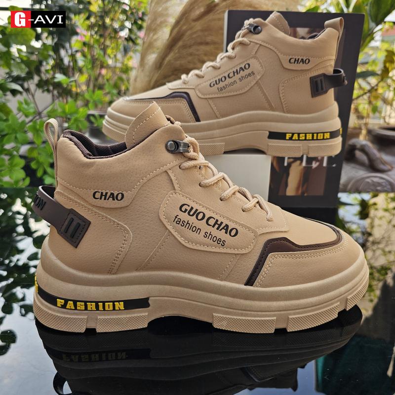 Giày bốt cao cổ nam G-AVI mẫu mới hot trend 2024 kiếu dáng trẻ trung mạnh mẽ cá tính 779 Cao Su Shoes Boots boots Nhung