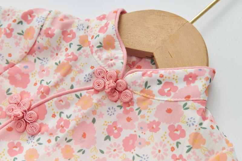 Product Introduction of Baby Girl Pink Floral Cheongsam Dress 0820X 18