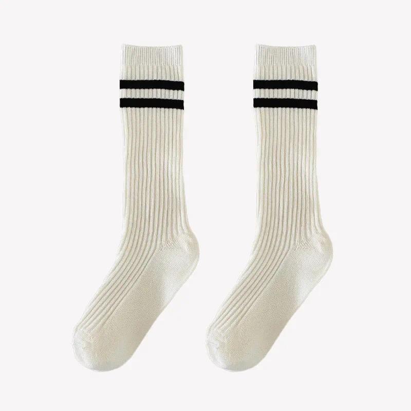 Product Introduction of Spring Autumn Soft Cotton Korean Fashion School Sock for Kids Boy Girl Simplicity Solid Color Striped Calf Sock for Children 19