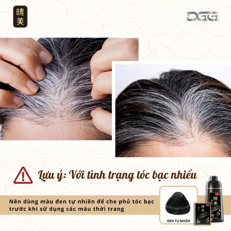 Dầu gội phủ bạc thảo dược Komi , dầu gội nhuộm tóc thảo dược Nhật Bản màu hộp 10 gói x 25ml 5