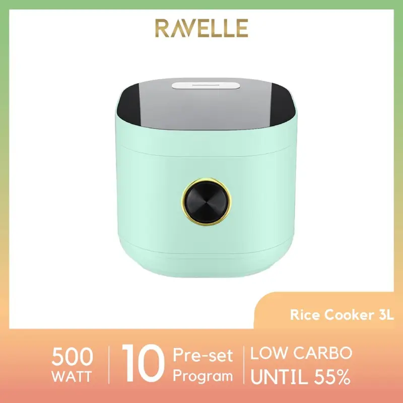 Ravelle Rice Cooker Rendah Gula 3 Liter (1,2 Liter Beras) - Digital Low Carbo Rice Cooker 4