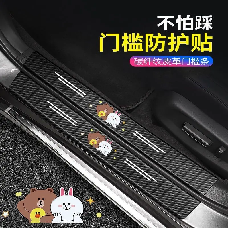 Dải Bệ Cửa Ô Tô, Miếng Dán Chống Bước, Chống Trầy Xước, Bảo Vệ Bàn Đạp Cửa Ô Tô, Trang Trí Phụ Kiện Ô Tô, Thiết Kế Hoạt Hình, Năm 2025