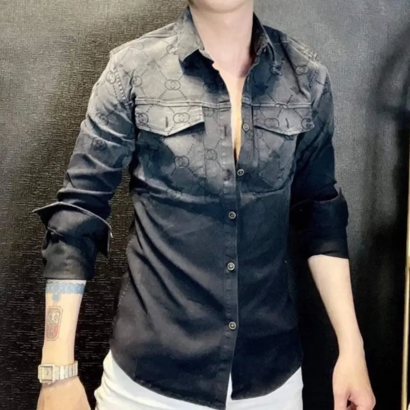 Áo sơ mi nam dài tay in họa tiết đẹp mẫu mới hot hit cao cấp quãng châu Menswear 2