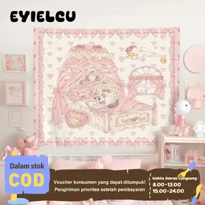 Lovelifeid Eyre （Penjualan panas ）Permadani kamar tidur Lolita dengan gaya feminin kartun lucu warna pink kain dekorasi kamar anak perempuan Lolita Bedroom Rugs with Feminine Style, Cute Cartoon Pink Girls Room Decor Fabrics