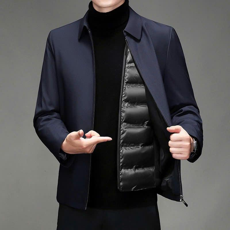 Áo khoác nam trung niên ZENTOMAN công sở hàng hiệu cao cấp, lót lông vũ tháo rời, không nhăn, chống nước, quà tặng bố ý nghĩa