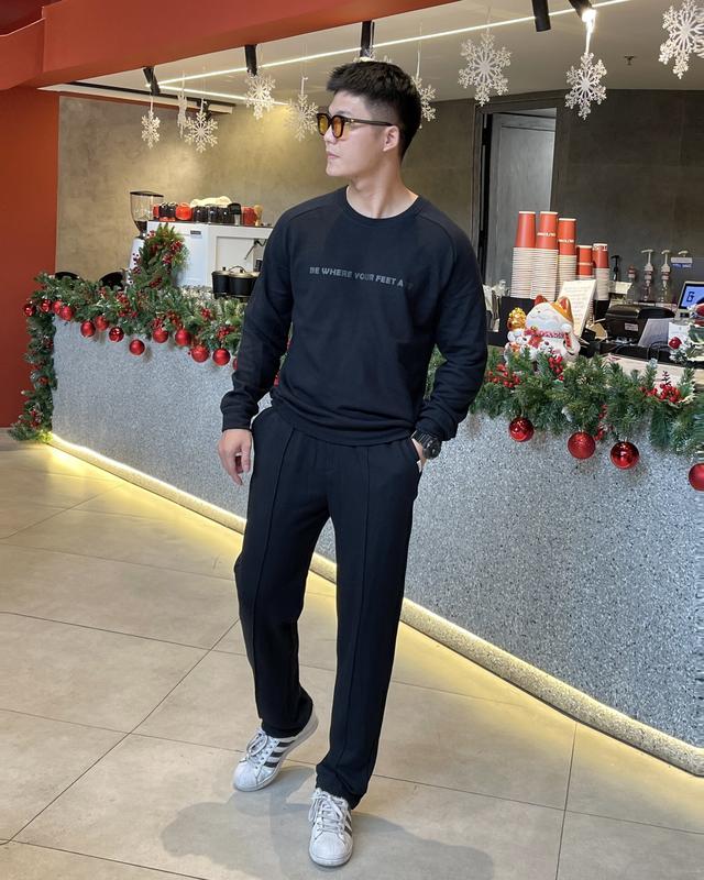 Bộ Nỉ Dài Tay, Nam chất liệu nỉ bông cho mùa Thu Đông, có thể giặt máy Áo Menswear