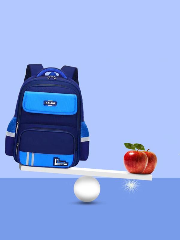 Kids Colorblock Backpack, Preppy Style Lightweight Backpack, Casual School Bag for Boys & Girls 2