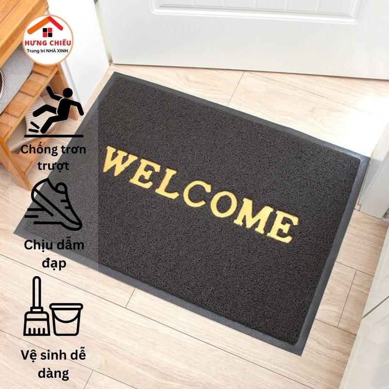 Thảm Nhựa Chùi Chân Welcome nhựa PVC 3A chống trơn trượt, sang trọng, bền đẹp - Hưng Chiếu