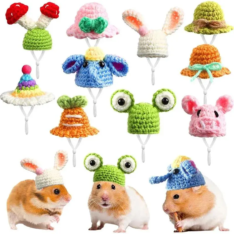 Cute Handmade Knitted Hat Hamster Decoration Chipmunk Guinea Pig Accessories Small Pet Hat