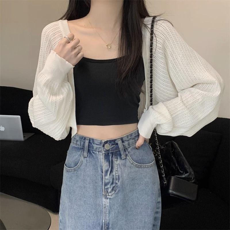 Áo Khoác Len Tay Dài Dáng Lỡ Mỏng Áo Khoác Cardigan Mỏng Nhẹ Thoáng Mát Thiết Kế Trẻ Trung Cho Chị Em Cam Closet