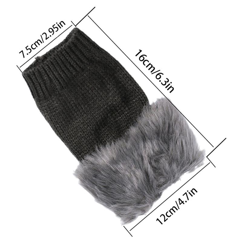 Product Introduction of Women Winter Gloves Knitted Plush Half Fingers Solid Color Warm Fashion Comfortable Gloves 0