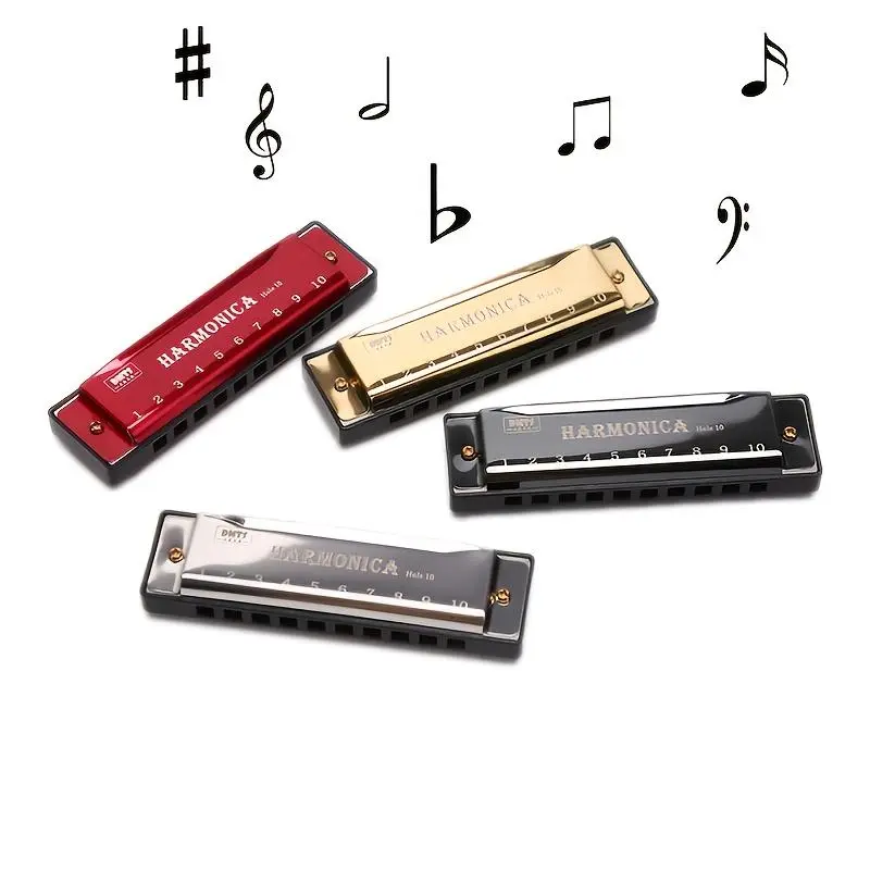 10 Hole Chromatic Harmonica, 1 Count C Key Harmonica with Case, Musical Instrument for Beginner, Gift for Friends, Valentine's Day Gift 2