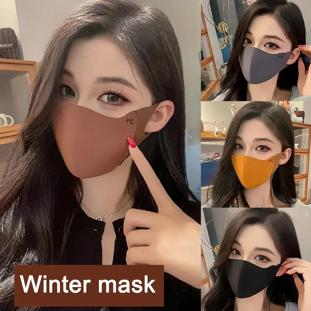 1 Pc Warm Windproof Mask Winter Women Men Solid Color Outdoor Adjustable Face Mask Sunscreen Cycling Running Mask Fashion Accessories
