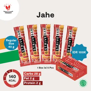 STRIVE BITE RASA JAHE ENERGY BAR 1BOX ISI 5PCS Rendah gula Organik