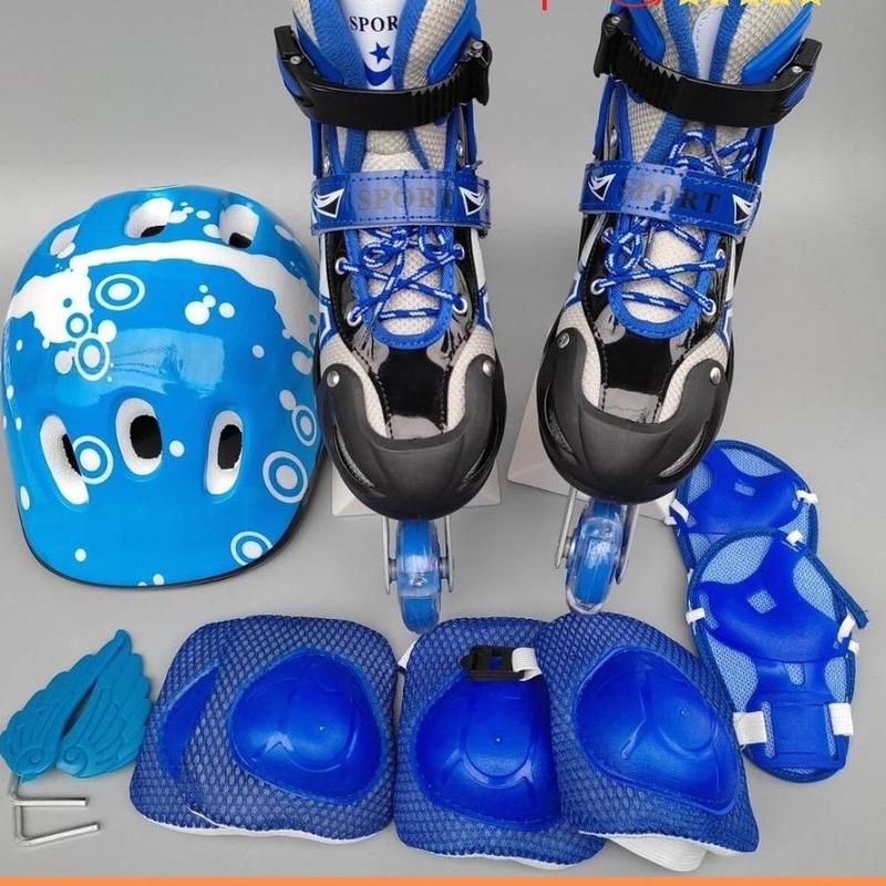 Giày trượt patin trẻ em, tặng mũ bảo vệ, bảo hộ tay chân, có đèn phát sáng, điều chỉnh tăng giảm được kích thước [HBK] Sneaker Cho Bé Tập Thể Dục Sport