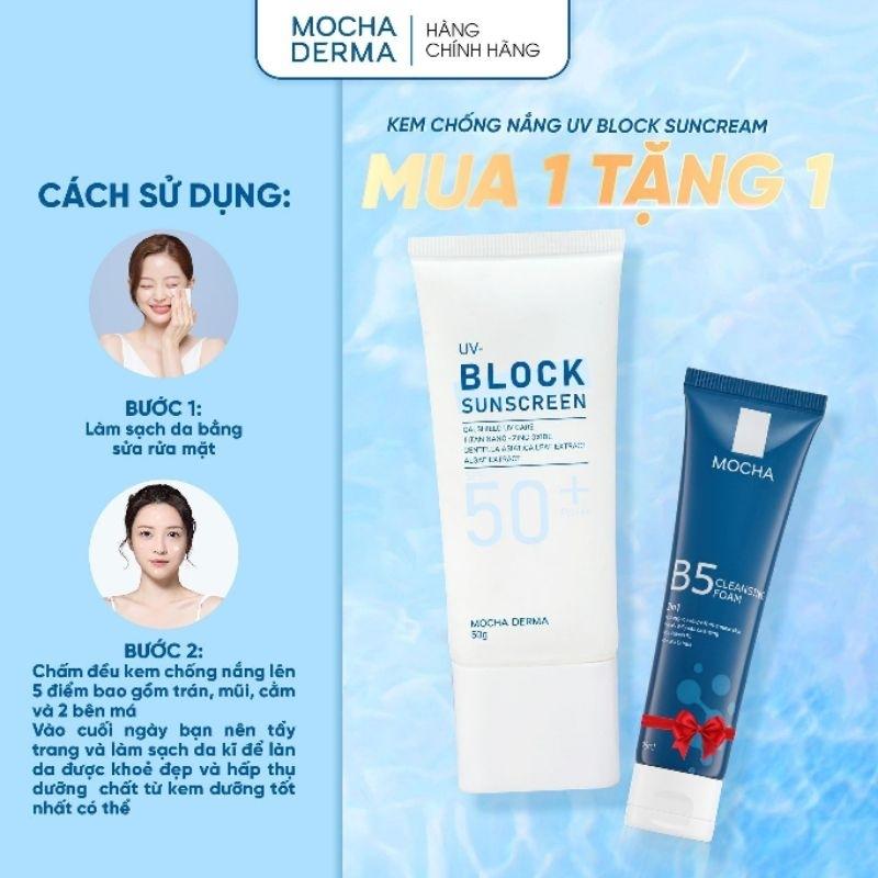 Kem Chống Nắng Mocha Derma SPF 50 PA+, Nâng Tone, Phục Hồi, Bảo Vệ Da Khỏi Tia UVA Và UVB 50g.[ CHÍNH HÃNG ] Skincare