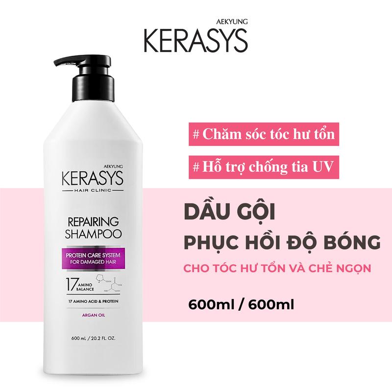 Dầu gội Kerasys Hàn Quốc phục hồi, nuôi dưỡng và cân bằng độ ẩm cho tóc yếu, hư tổn, khô xơ 600ml Dưỡng Tóc dầu gội  kerasys kerasys  hồng