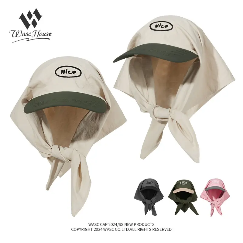 New Color Matching Headscarf Strap Peaked Cap Personality Female Summer Trendy Fashion Letter Embroidery Sun Protection Hat Wholesale