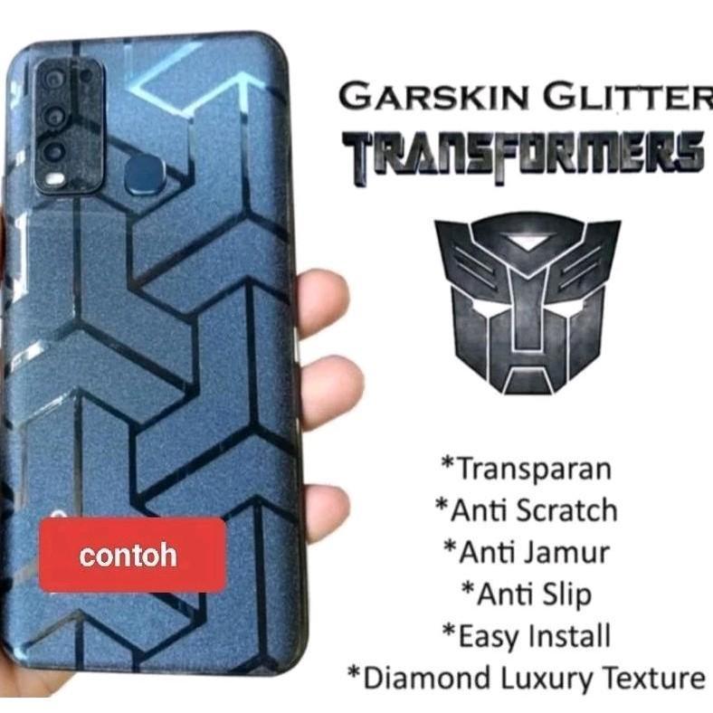 Anti jamur Skin Carbon Trasformers COCOK UNTUK SEMUA INFINIX SMART 8/SMART 9/HOT 30I/HOT 40I/HOT 50I  dan lainnya Graskin motif Trasformes belakang headphone Garskin 1