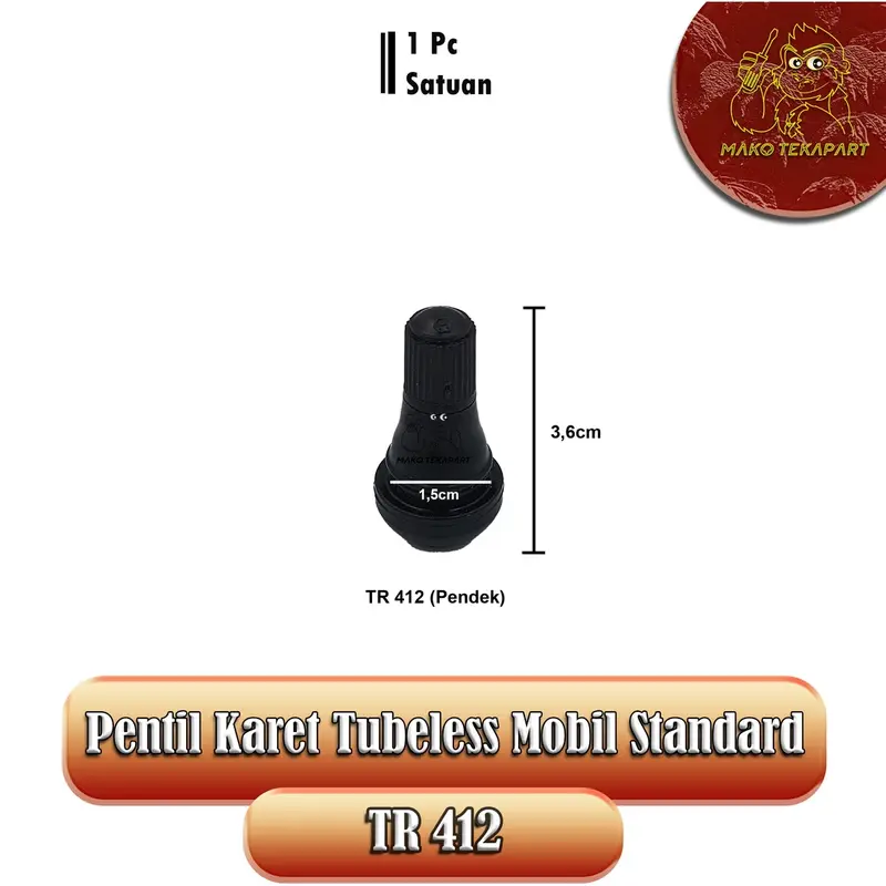[SATUAN] PENTIL KARET TUBELESS HITAM TR412/TR413 STD 1