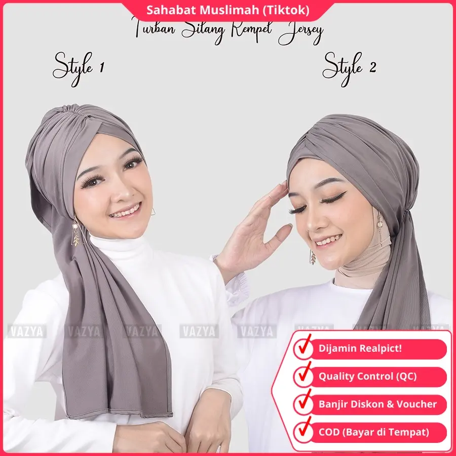 Tail Turban Instan Dewasa Hijab Kerudung Jilbab Wanita Kekinian Perempuan Motif Terbaru 2024 Rempel Silang 2 in 1 Bahan Jersey Warna Hitam Putih Navy Milo Mocca Abu-Abu Maroon Pink