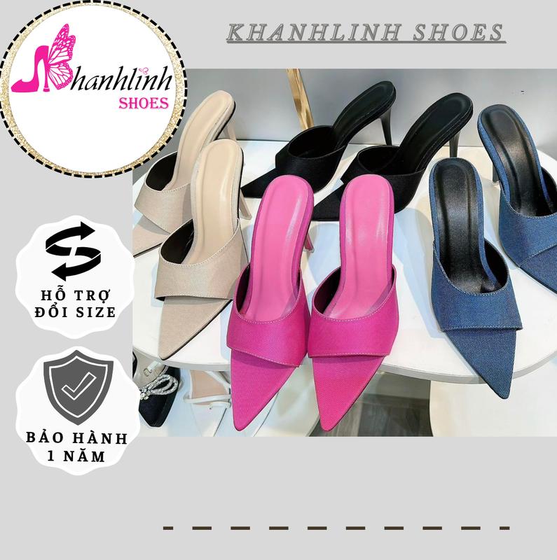GUỐC NỮ CAO GÓT JEANS 9CM KHANHLINH SHOES - GIÀY CAO GÓT NỮ ĐẾ NHỌN QUAI JEANS 9 PHÂN - DÉP GUỐC NỮ MŨI NHỌN Shoes GiàY DéP
