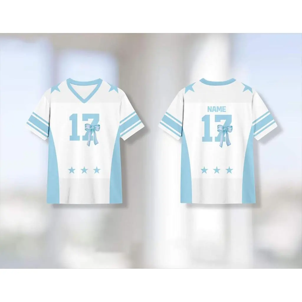 New Design 17 T-shirt "Football Ballet"【Free Custom Name & Number】jersey Coquette Ribbon Short Sleeve Malt Jersey