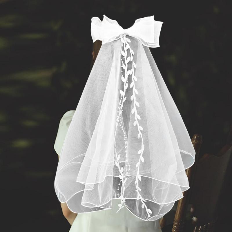 behydes- Hair Decoration Curly Hair Bridal Princess Bow Hair Accessories for Wedding Photography and Performance Bridal Double Layer Head with Hair Comb 6
