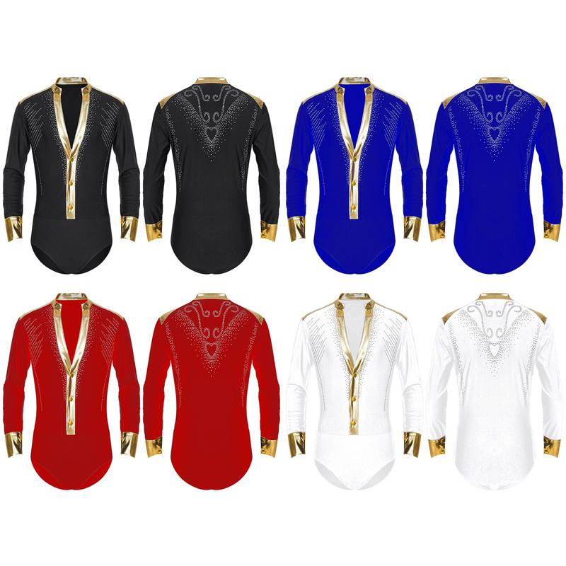 Bodysuit Rumba Tango Latin Nam, Kvysinly, Áo Dài Lát Khiêu Vũ Latin Đính Đá Sáng Bóng, Thích Hợp Để Trượt Patin, Trang Phục Khiêu Vũ 0