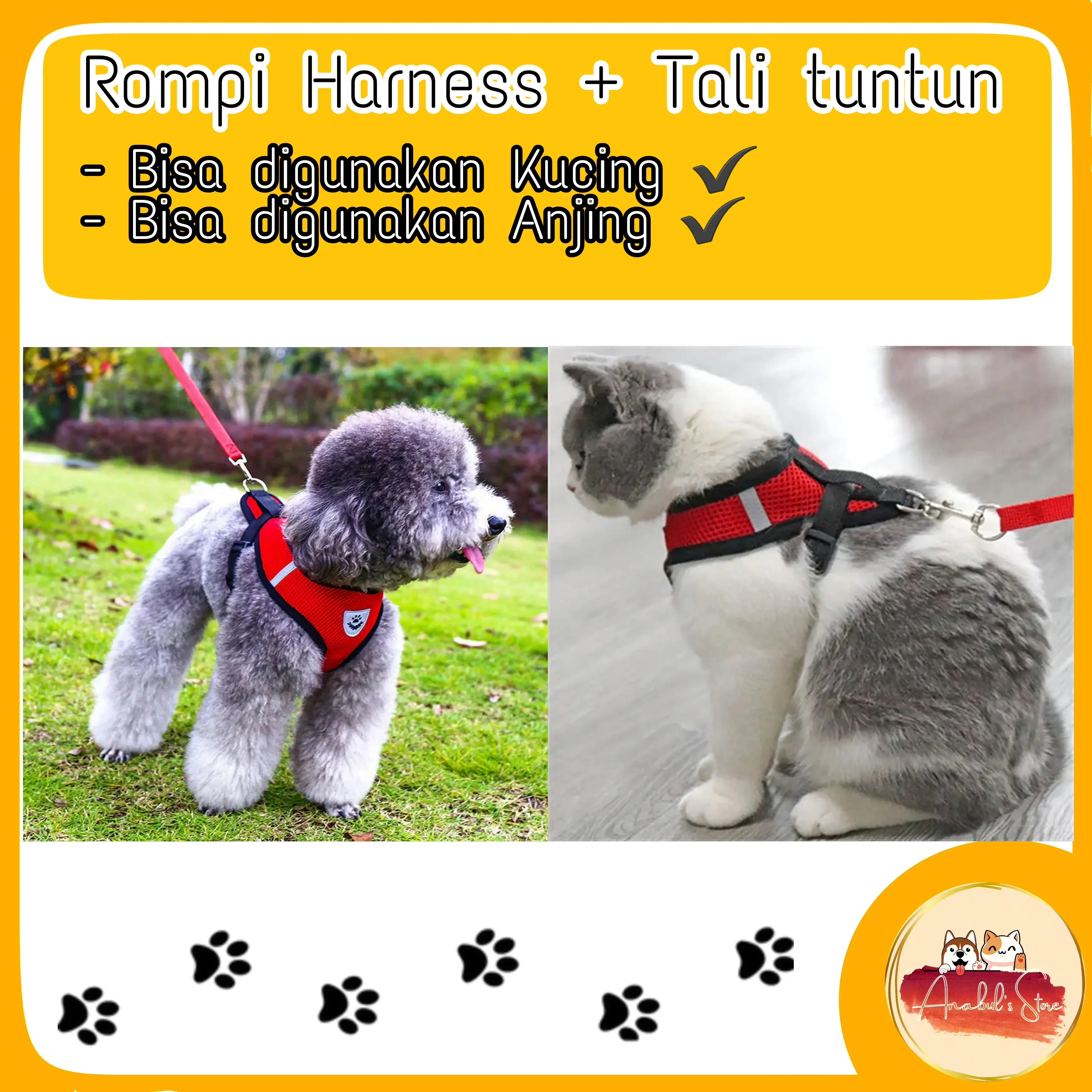 《Anabulsstore》TALI KUCING HARNESS ANJING KUCING TALI TUNTUN KUCING TALI KUCING HARNESS KUCING ANJING