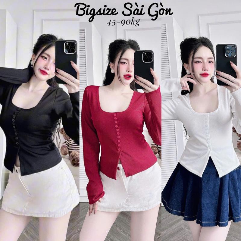 Thời Trang Áo Thun Vải Nỉ Tăm Có Bigsize 50 - 100Kg Dễ Thương Nữ Women Top Đen Cổ Tròn Sơ Mi - B.1290
