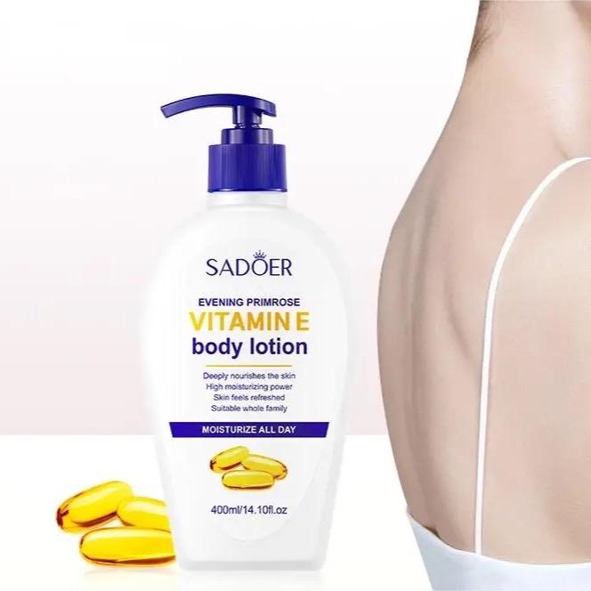 Sữa Dưỡng Thể Trắng Sáng Vitamin E 400ml chất kem Lotion loãng mềm mịn nhanh thấm dưỡng ẩm dưỡng sáng mềm mịn da giảm nếp nhăn giảm lão hoá trẻ đẹp Women Dưỡng Body Nữ Làm Đẹp Da Sen sản phẩm đơn collagen Than Tre SADOER Dưỡng Da Body