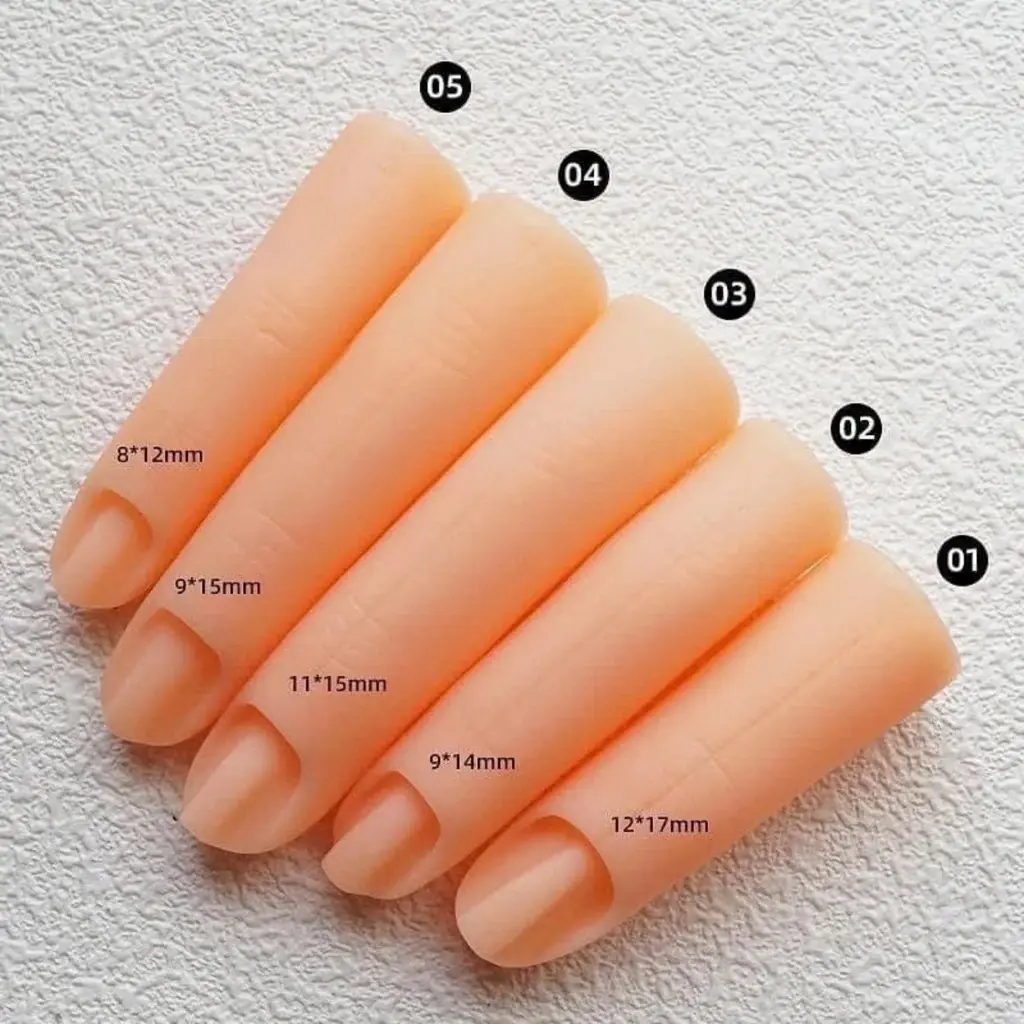 Bộ 5 ngón tay giả silicon thực hành nail - Set 5 ngón tay giả cho học viên nail luyện tập dũa form móng, đắp bột sơn gel